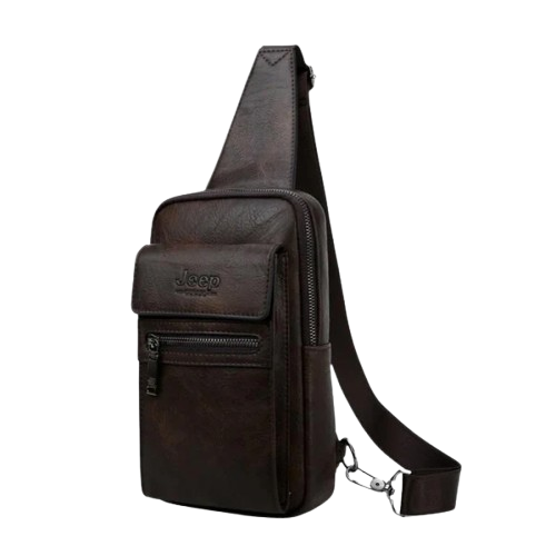Bolsa JEEP de Couro Masculina Transversal Tiracolo